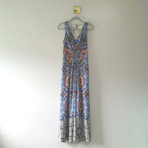 Maeve 100% Silk Maxi Dress 2 Sleeveless with Pockets Boho Bohemian Resortwear